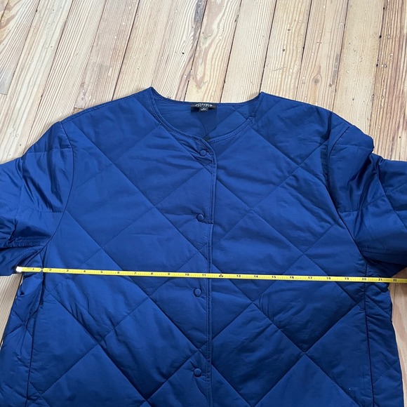 nwt JONES NEW YORK Quilted Navy Blue Collarless Button Front Jacket Women large - Picture 10 of 11